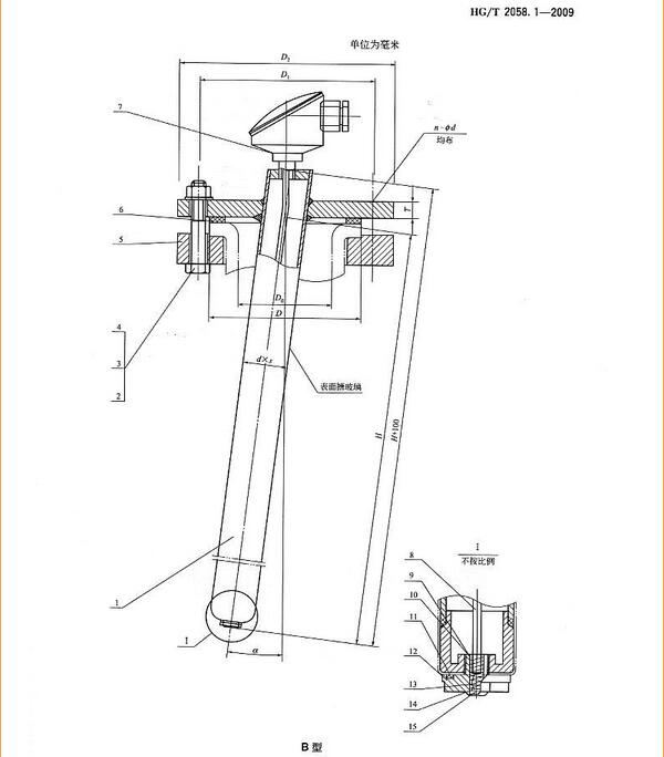 搪玻璃反應罐之搪玻璃計套管技術參數(shù)